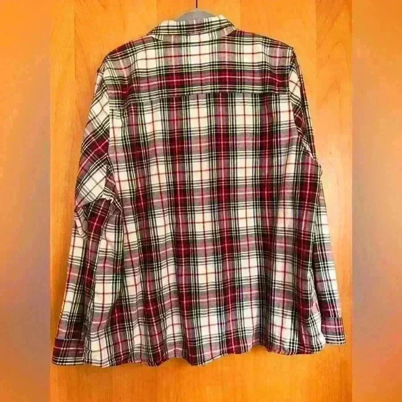 LL Bean Womens Plus size relaxed flannel shirt in plaid- size 1X - Picture 6 of 9